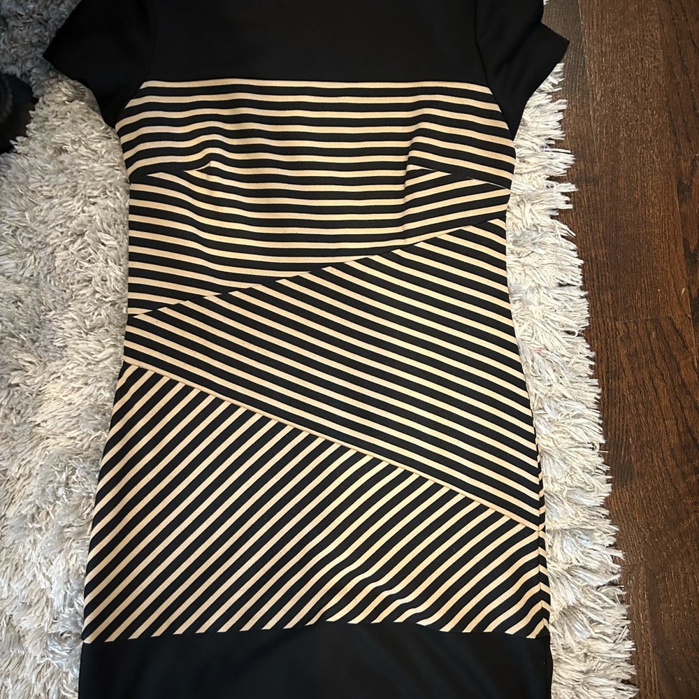 New York & Company Black and Cream Sheath Mini Dress